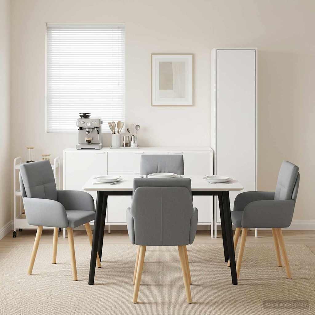 vidaXL Eettafelstoelen 4 pcs Stof Lichtgrijs 60 x 56 x 96 cm