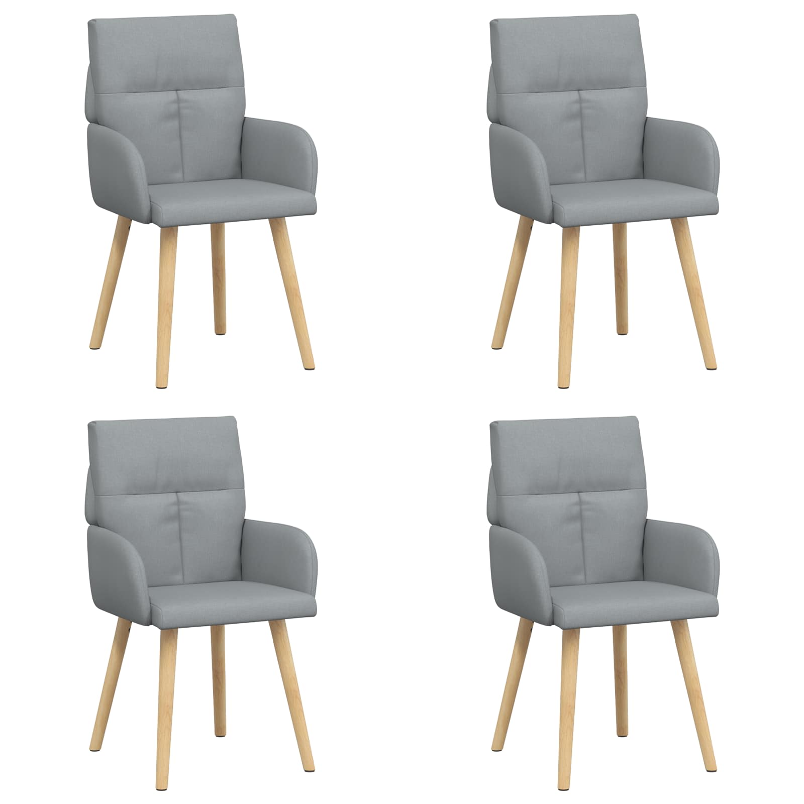 vidaXL Eettafelstoelen 4 pcs Stof Lichtgrijs 60 x 56 x 96 cm