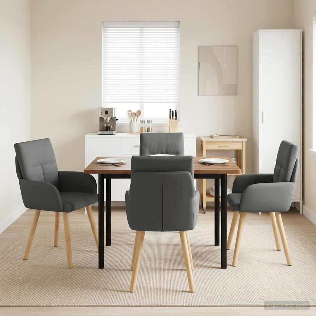 vidaXL Eettafelstoelen 4 pcs Stof Lichtgrijs 60 x 56 x 96 cm