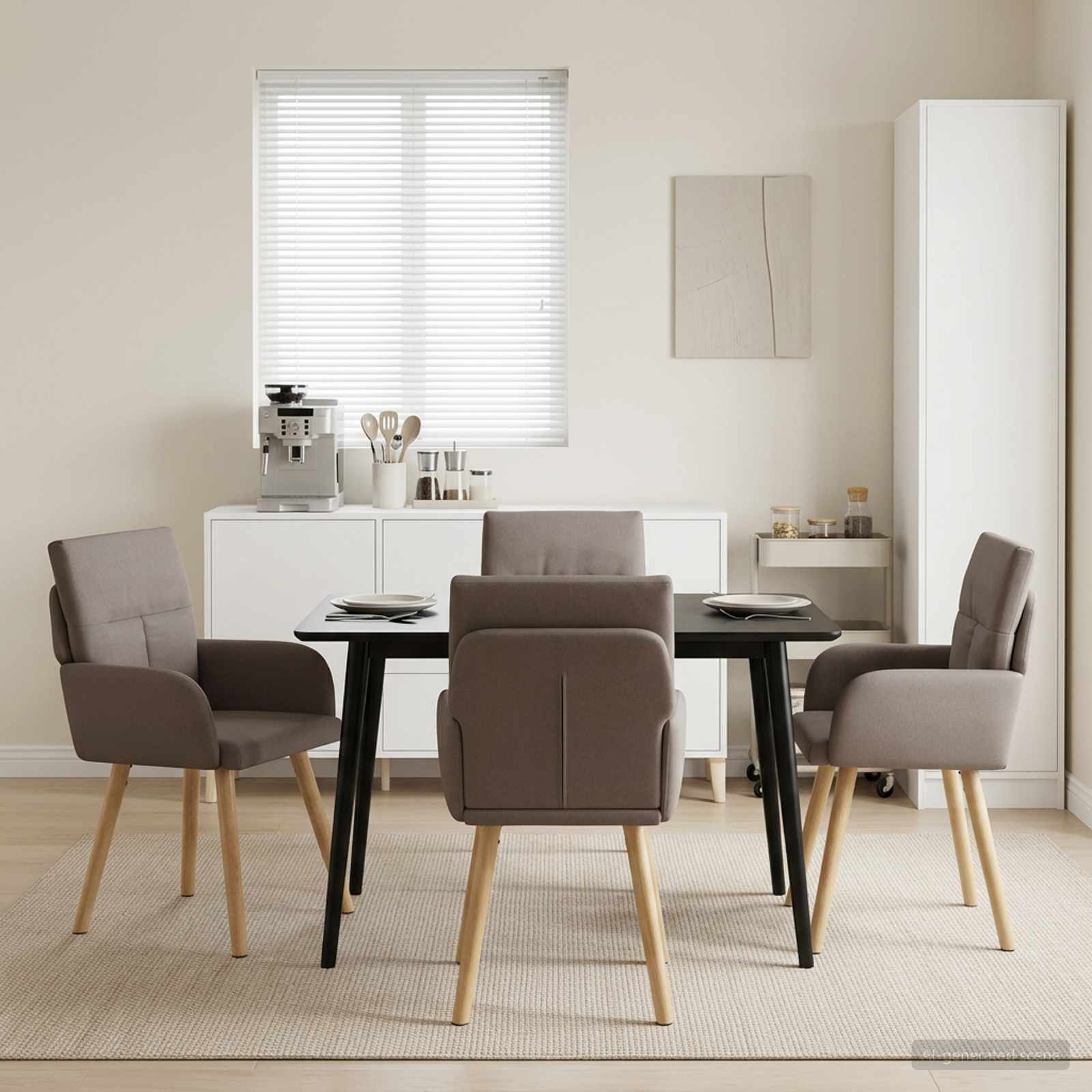 vidaXL Eettafelstoelen 4 pcs Stof Lichtgrijs 60 x 56 x 96 cm