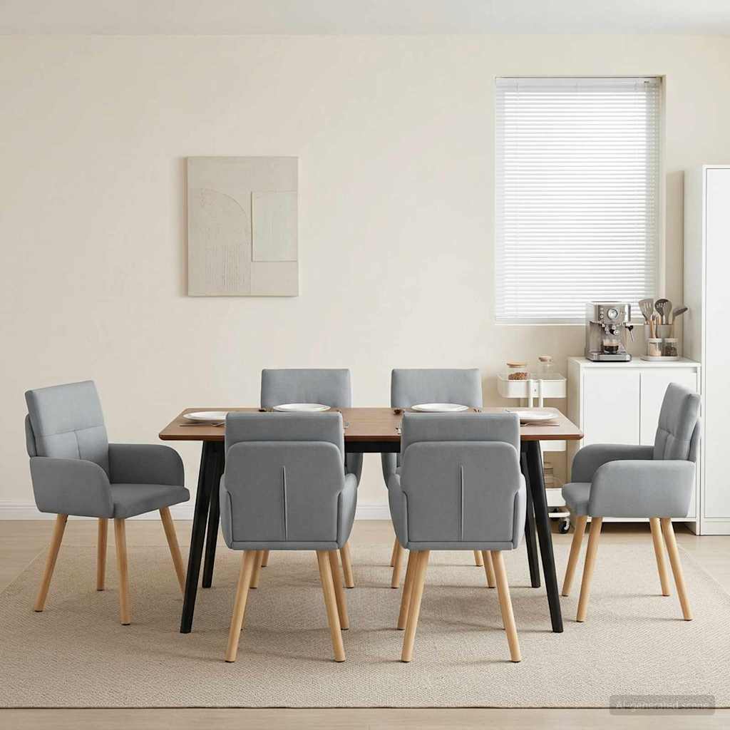 vidaXL Eettafelstoelen 4 pcs Stof Lichtgrijs 60 x 56 x 96 cm