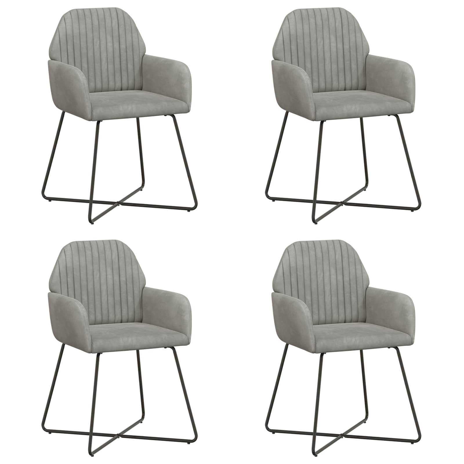vidaXL Eettafelstoelen 4 pcs fluweel Lichtgrijs 55 x 50 x 84 cm