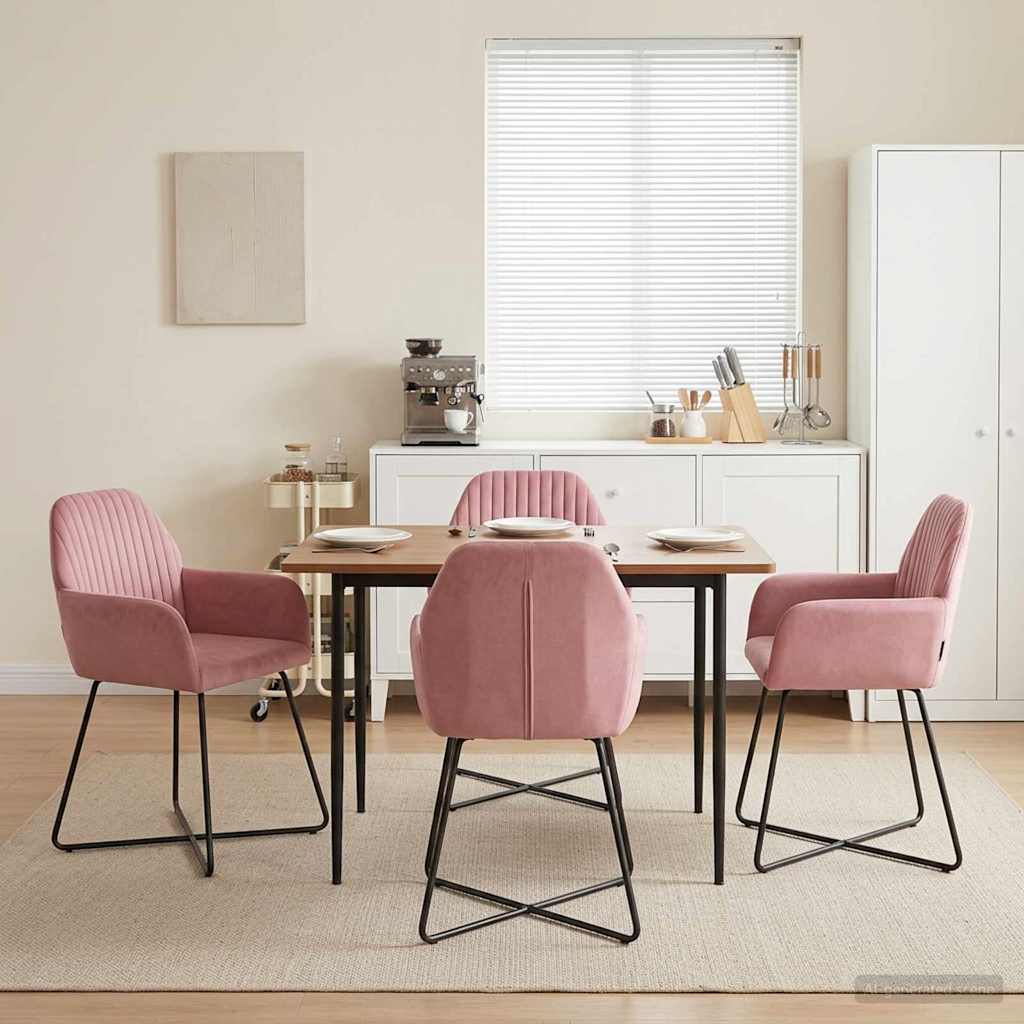 vidaXL Eettafelstoelen 4 pcs fluweel Lichtgrijs 55 x 50 x 84 cm
