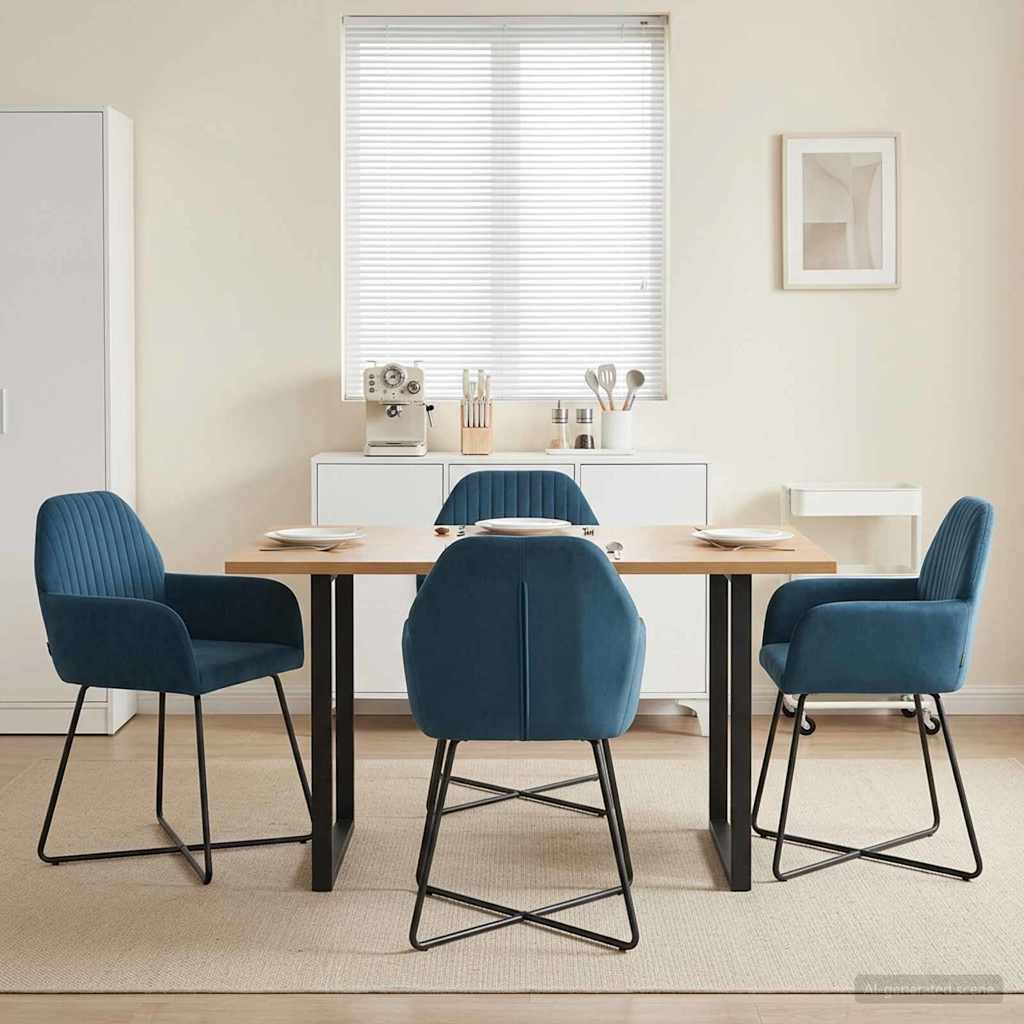 vidaXL Eettafelstoelen 4 pcs fluweel Lichtgrijs 55 x 50 x 84 cm