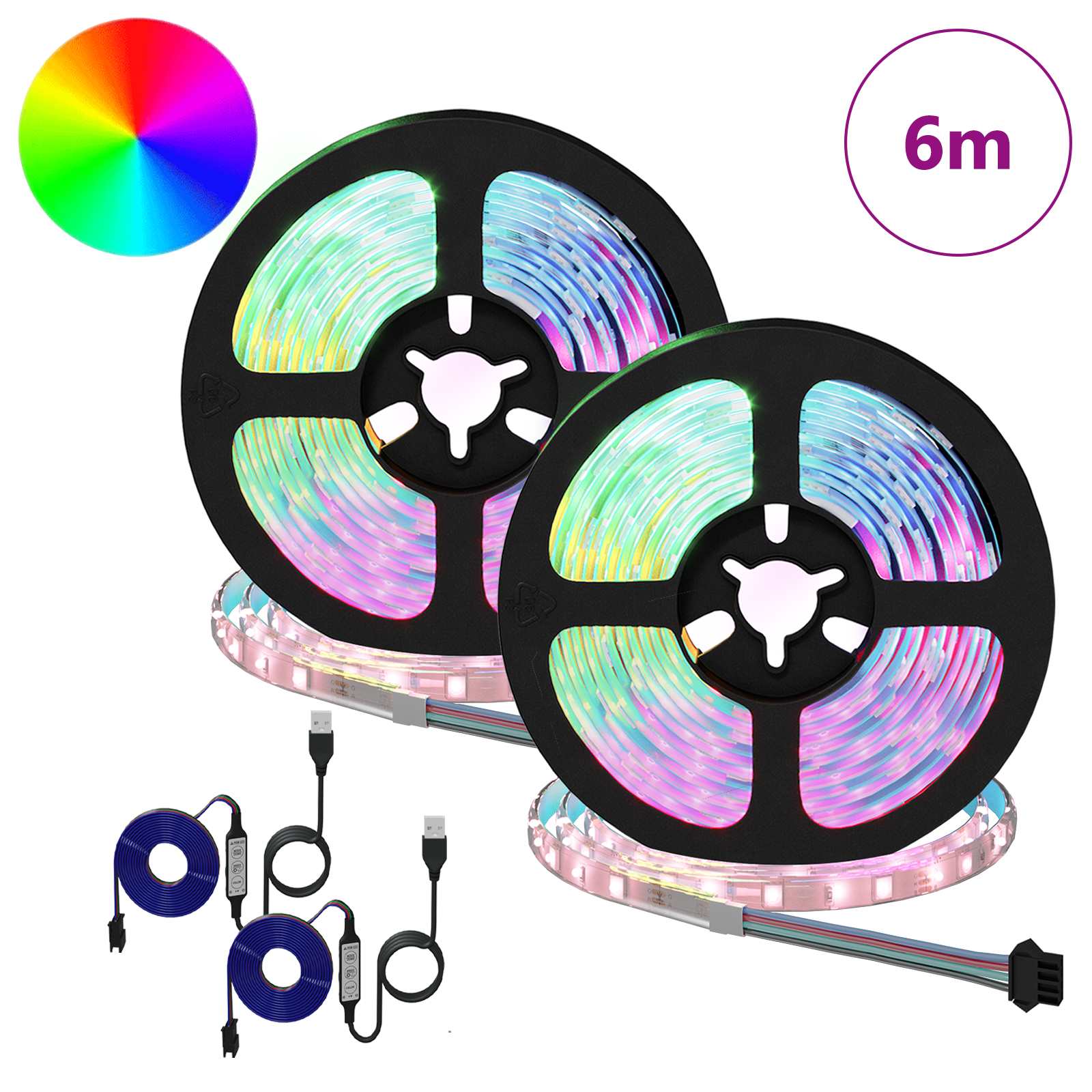 vidaXL LED-strip 4 pcs Zwart en transparant 300 cm Koper en kunststof