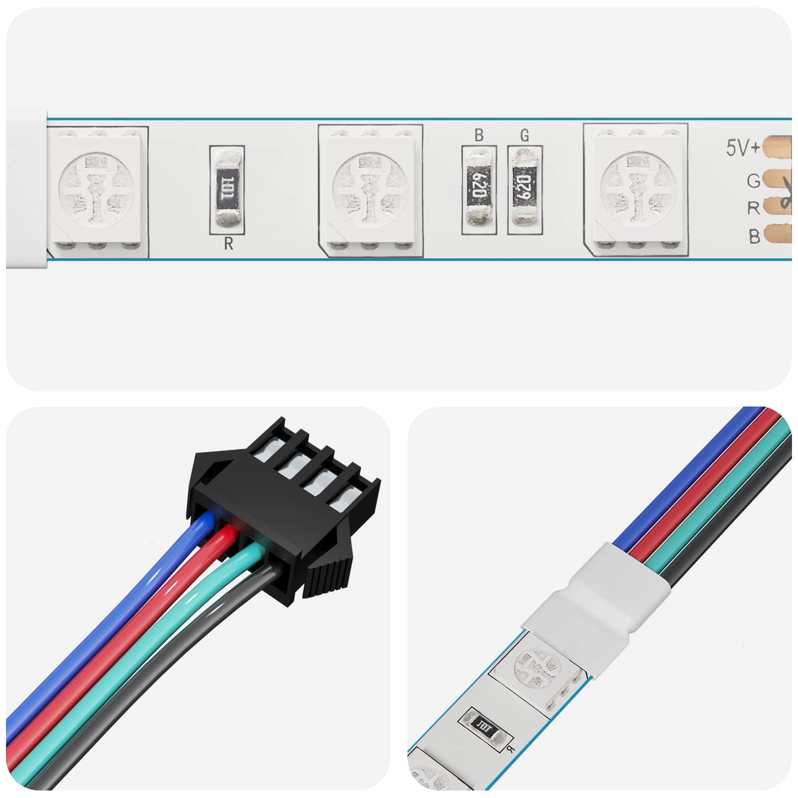 vidaXL LED-strip 4 pcs Zwart en Wit 150 cm Koper en kunststof