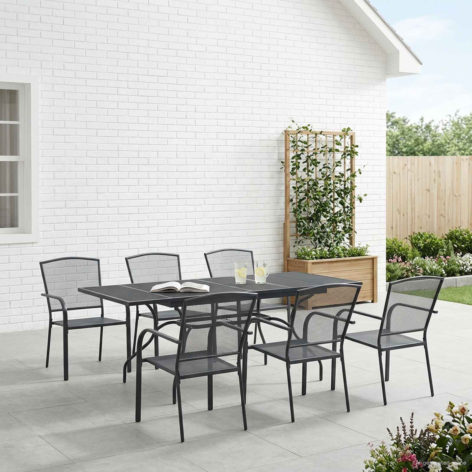 vidaXL Tuin eettafelset 7 pcs Antracietkleurig 212 x 90 x 76 cm