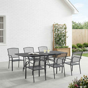vidaXL Tuin eettafelset 7 pcs Antracietkleurig 212 x 90 x 76 cm