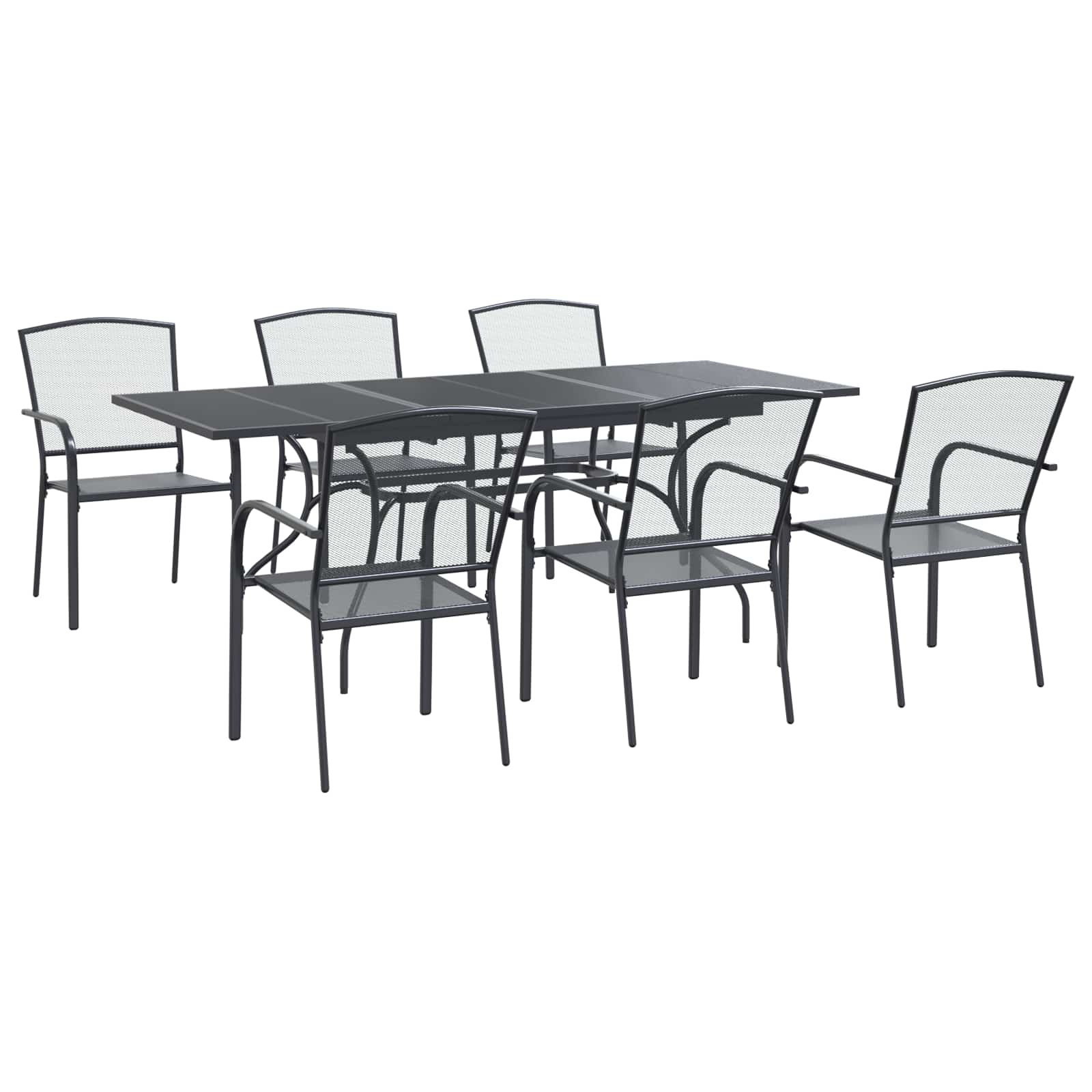 vidaXL Tuin eettafelset 7 pcs Antracietkleurig 212 x 90 x 76 cm