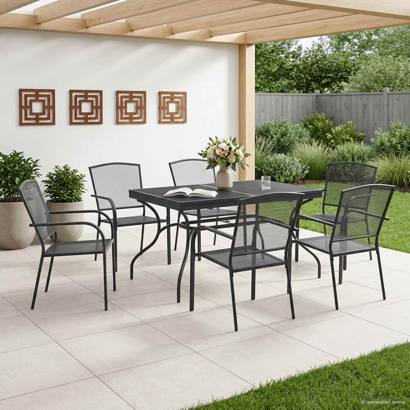 vidaXL Tuin eettafelset 7 pcs Antracietkleurig 212 x 90 x 76 cm