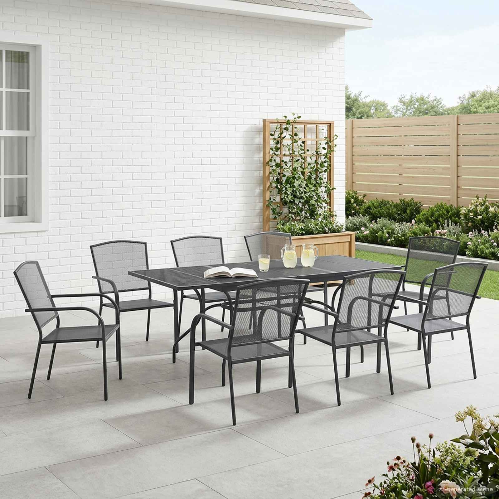 vidaXL Tuin eettafelset 7 pcs Antracietkleurig 212 x 90 x 76 cm