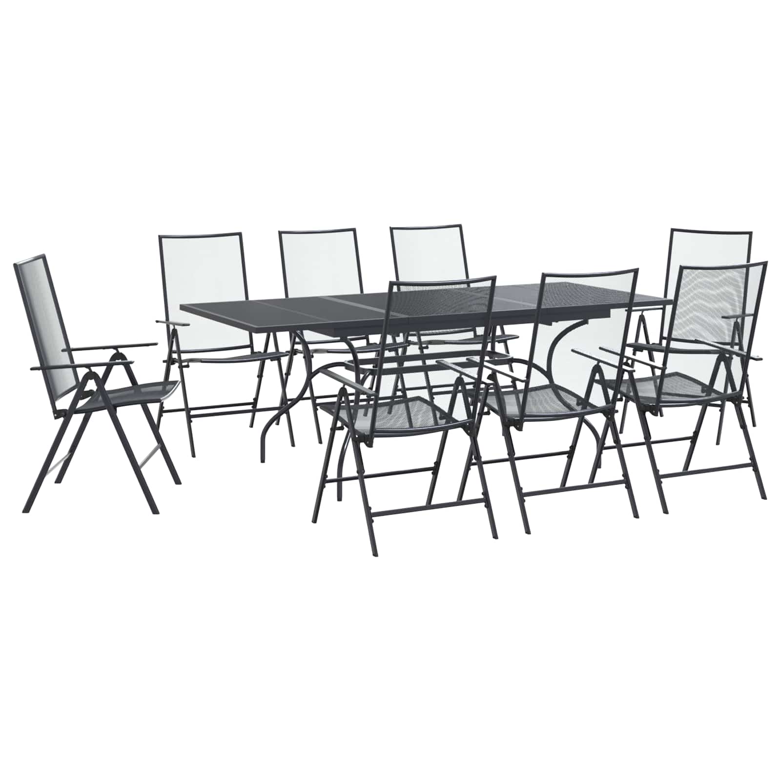 vidaXL Tuin eettafelset 9 pcs Antracietkleurig 212 x 90 x 76 cm