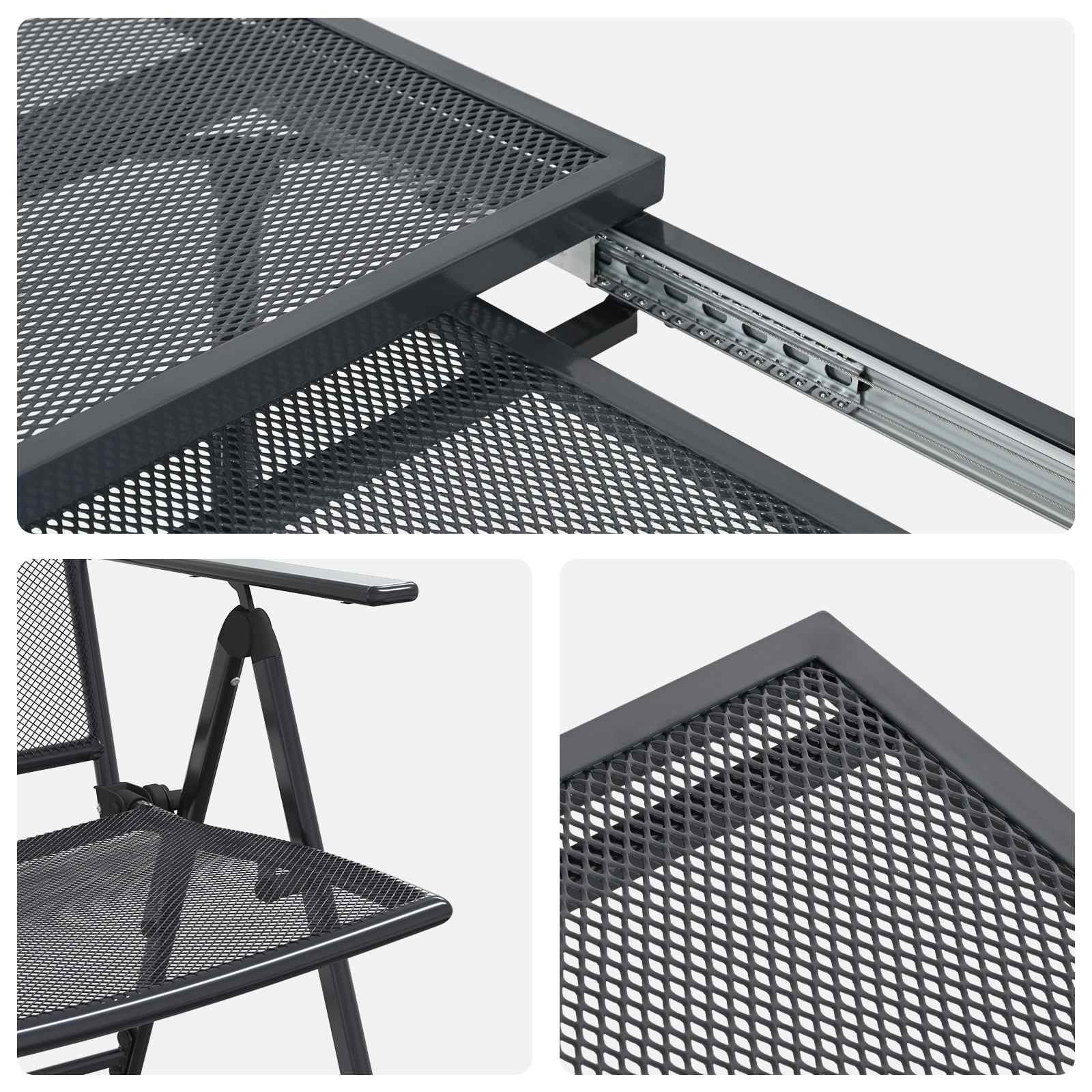 vidaXL Tuin eettafelset 9 pcs Antracietkleurig 212 x 90 x 76 cm
