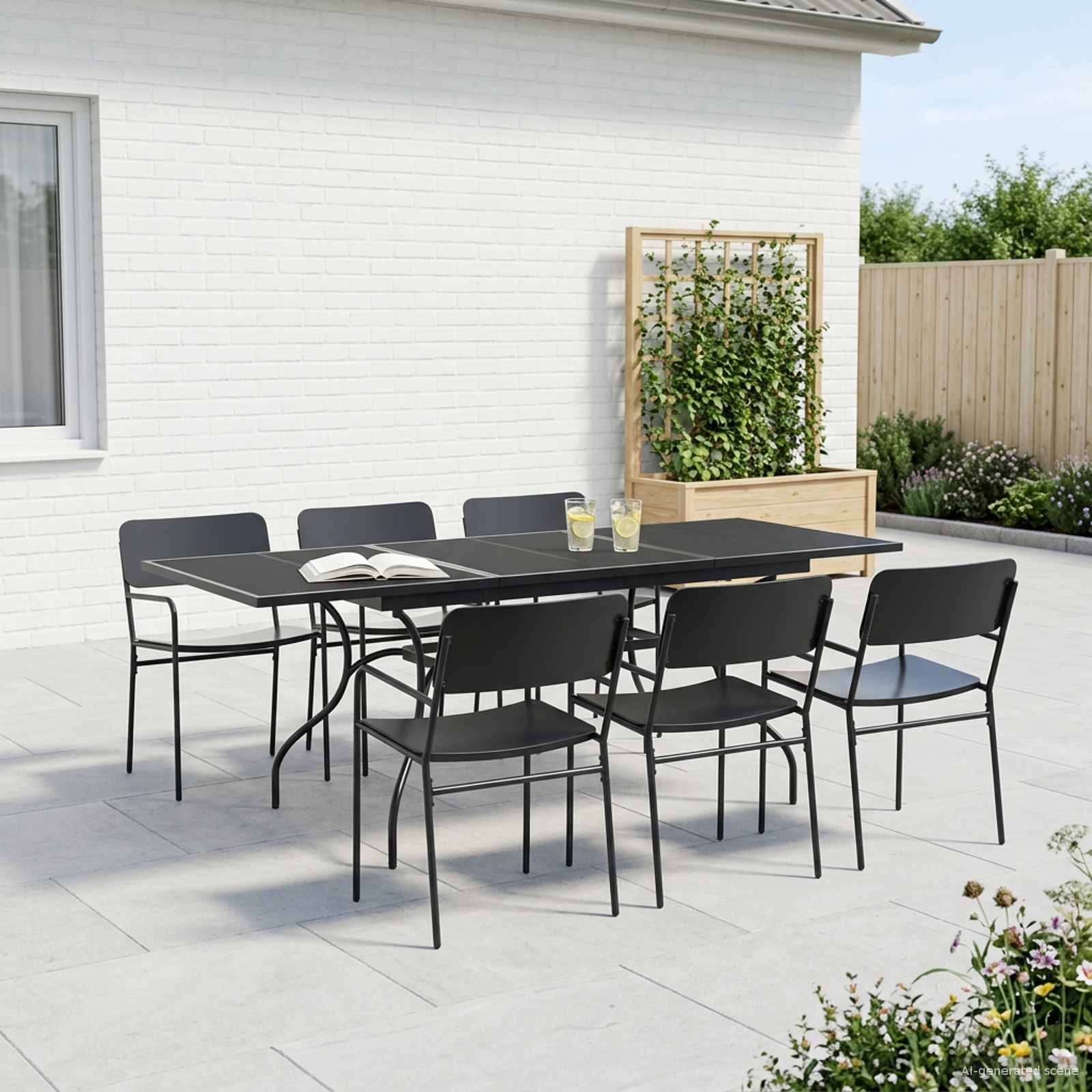 vidaXL Tuin eettafelset 9 pcs Antracietkleurig Staal