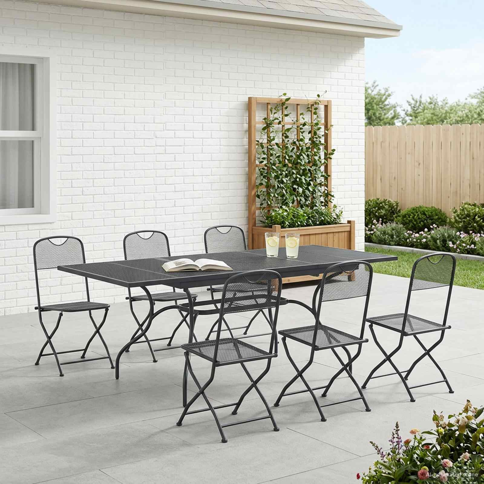 vidaXL Tuin eettafelset 7 pcs Antracietkleurig 212 x 90 x 76 cm