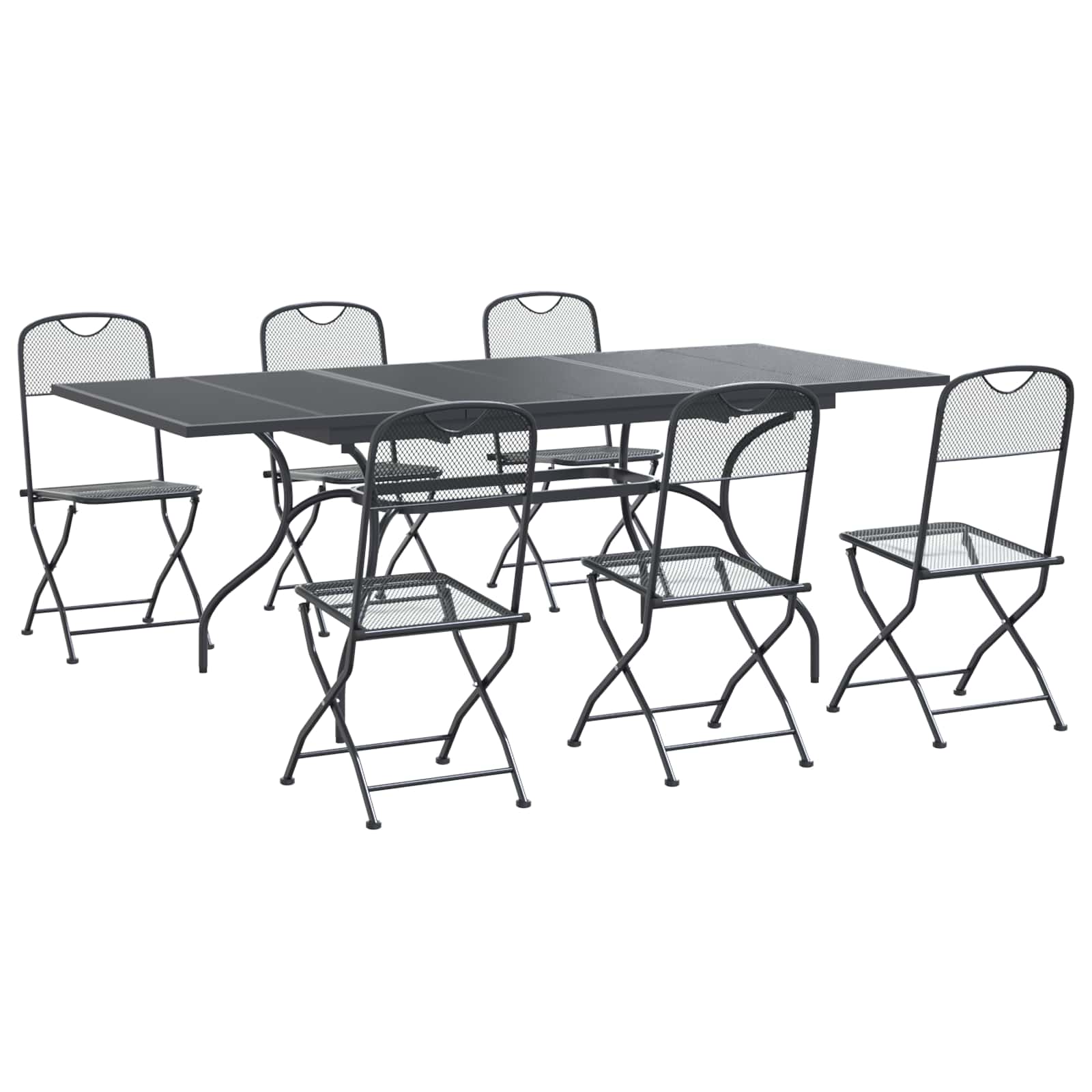 vidaXL Tuin eettafelset 7 pcs Antracietkleurig 212 x 90 x 76 cm