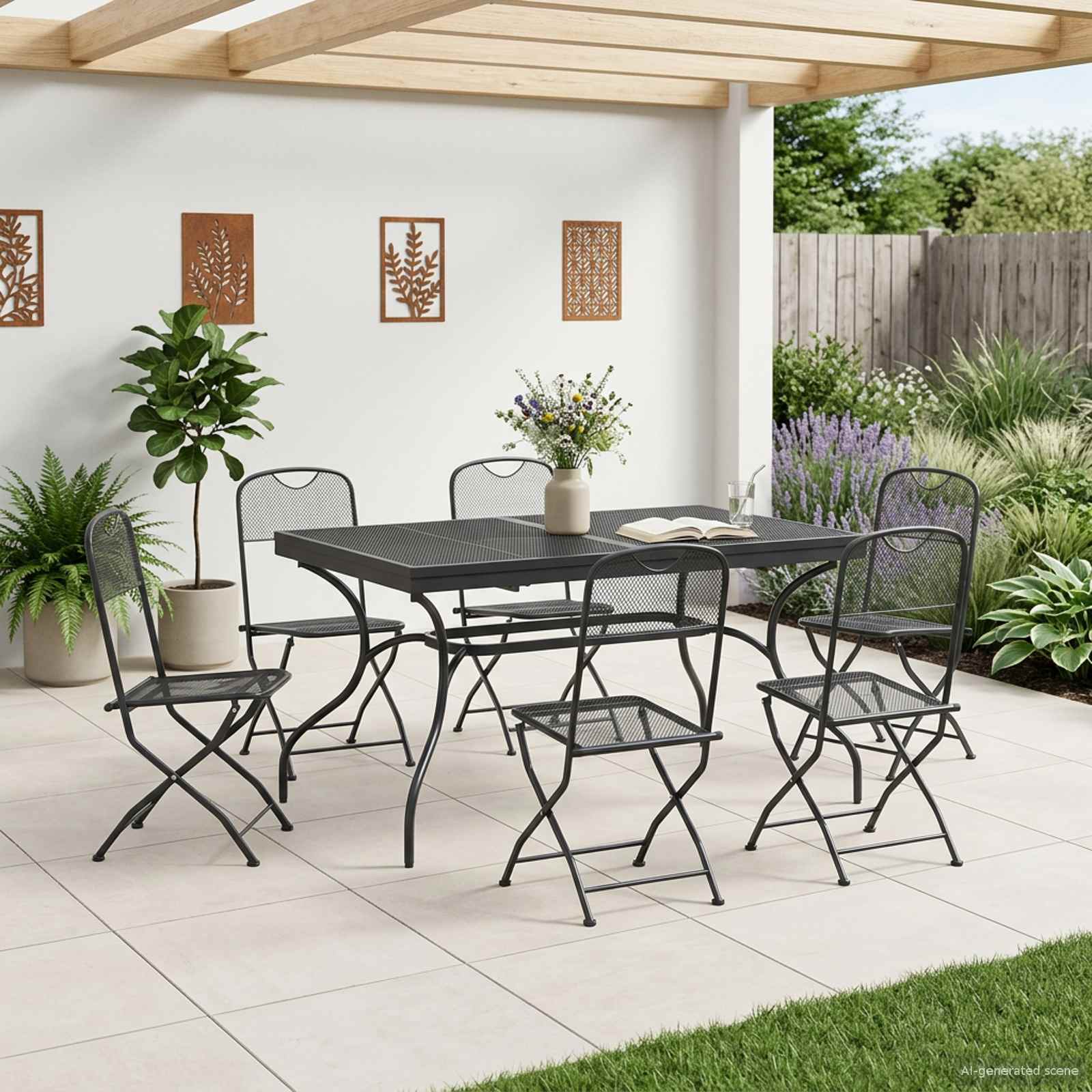 vidaXL Tuin eettafelset 7 pcs Antracietkleurig 212 x 90 x 76 cm