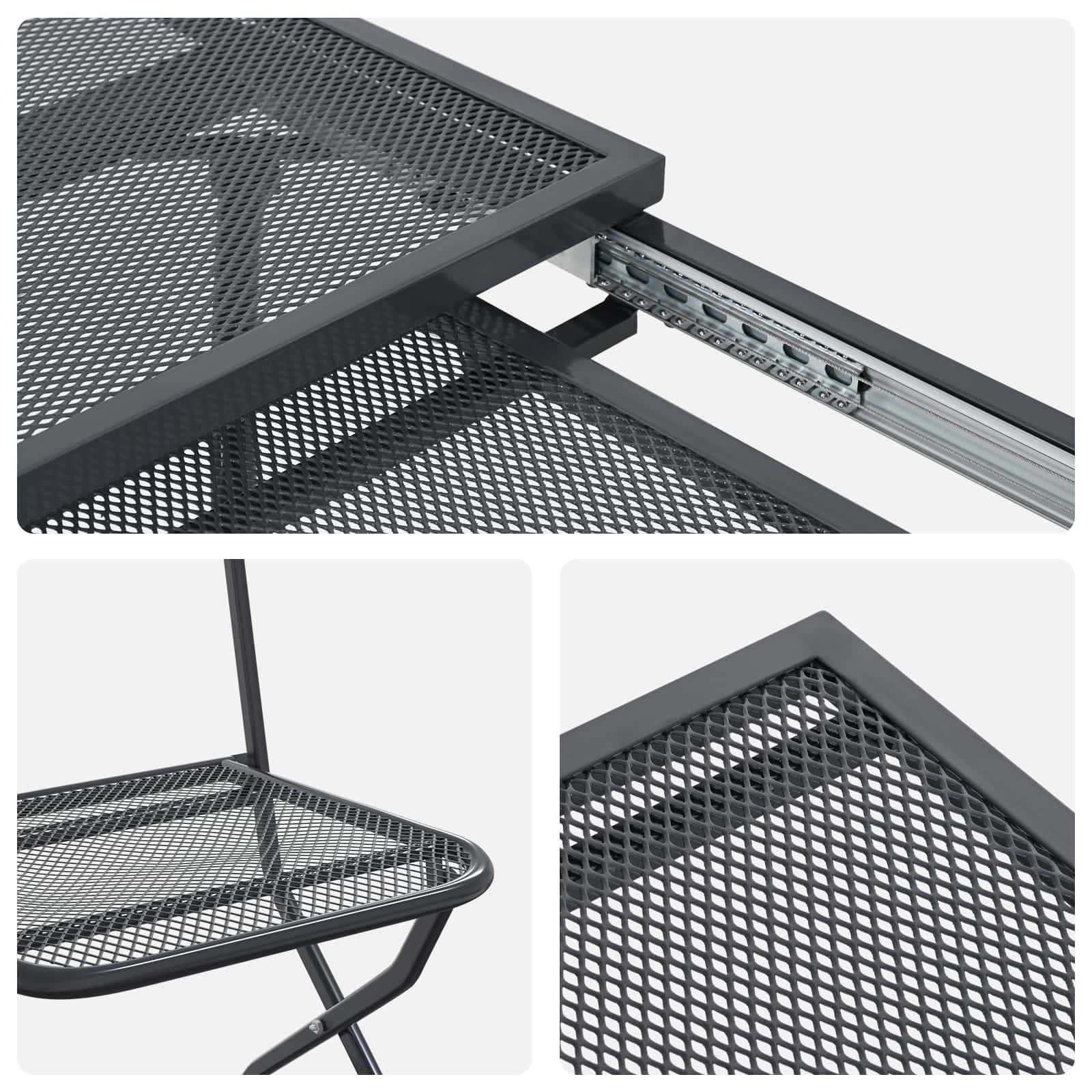 vidaXL Tuin eettafelset 7 pcs Antracietkleurig 212 x 90 x 76 cm