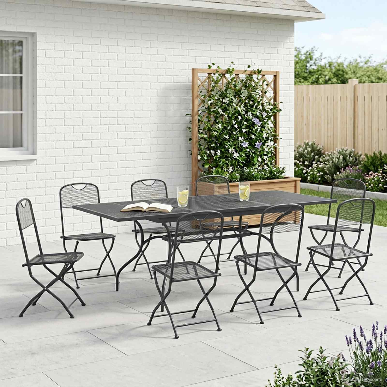 vidaXL Tuin eettafelset 7 pcs Antracietkleurig 212 x 90 x 76 cm