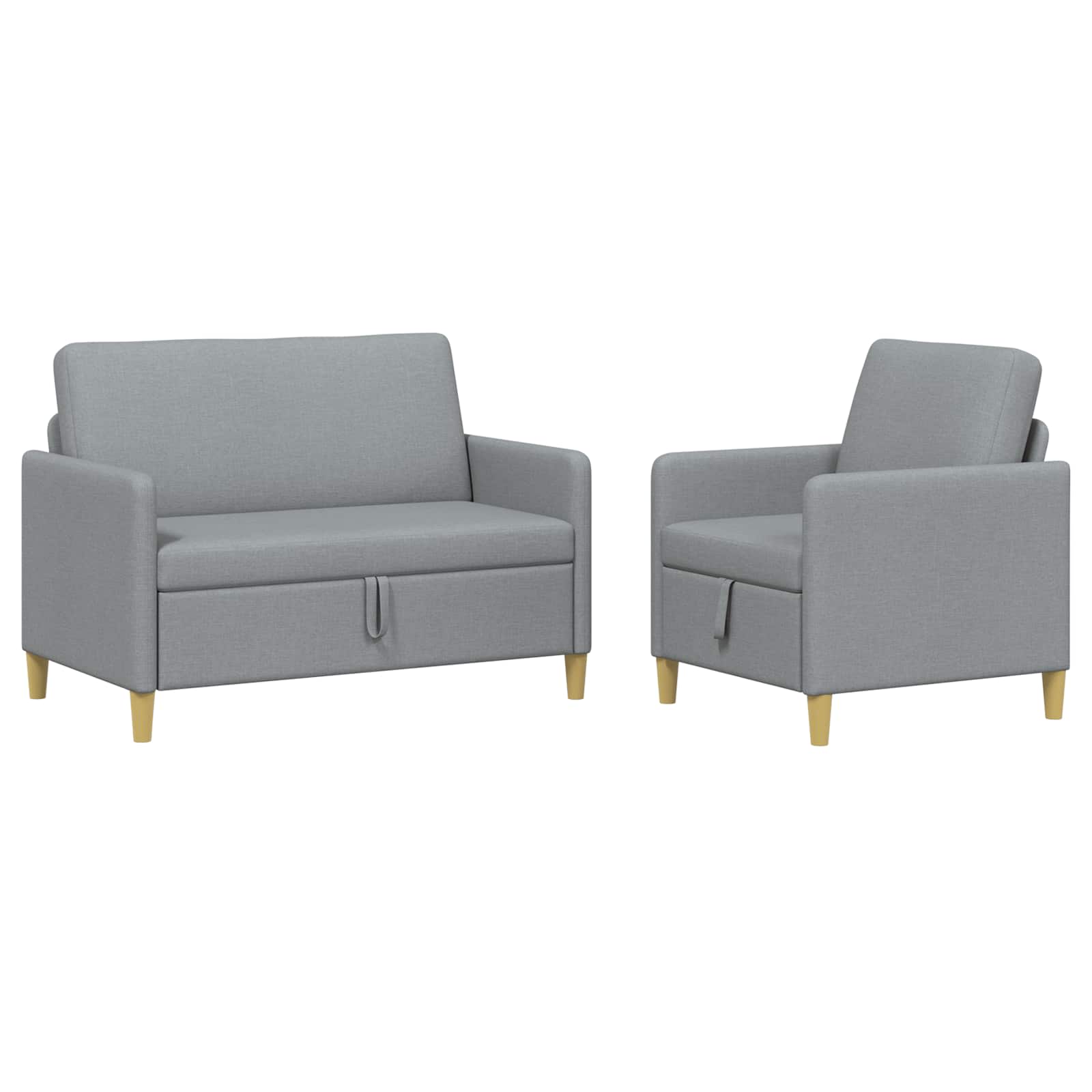 vidaXL Bankenset met opbergruimte 2 pcs Lichtgrijs Polyester
