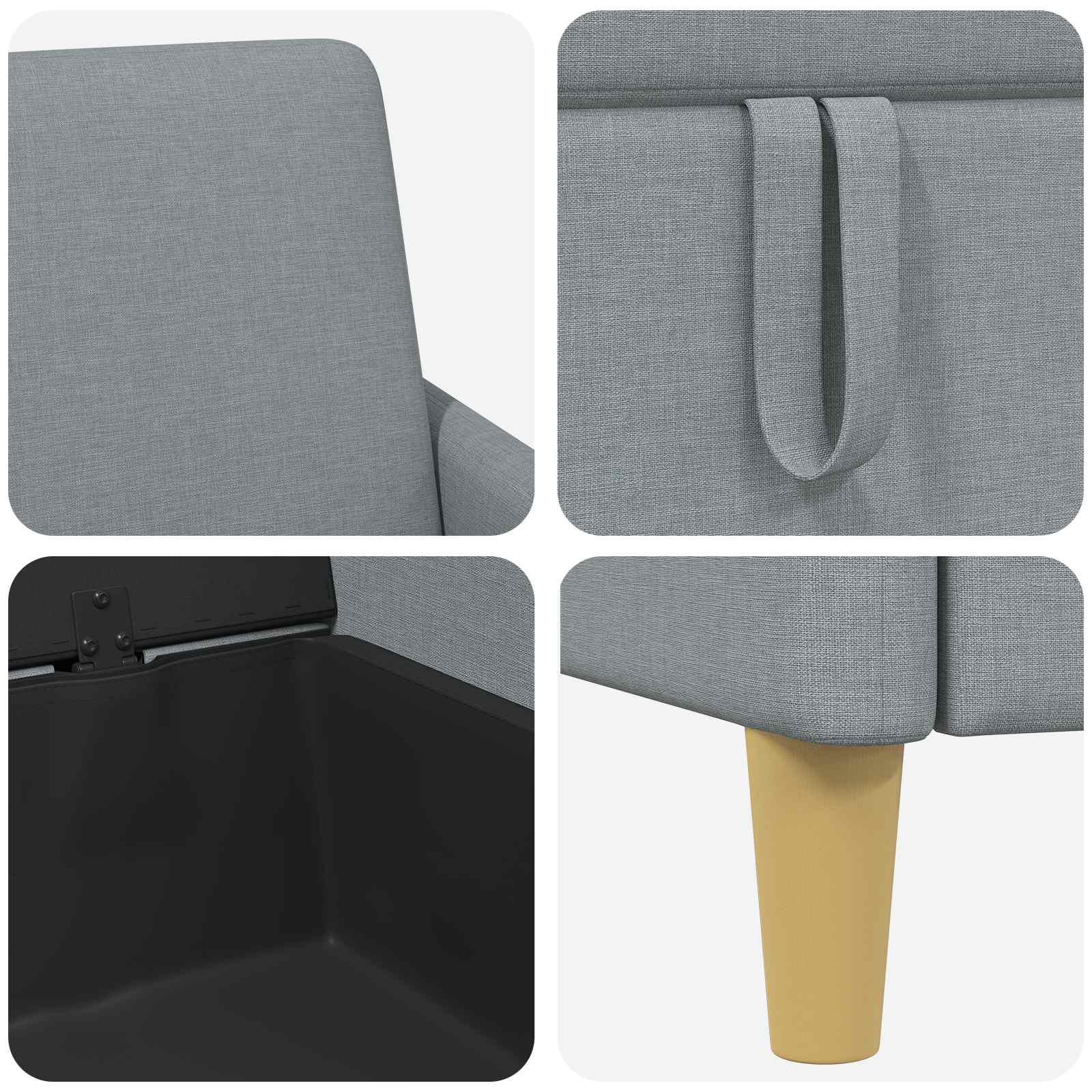vidaXL Bankenset met opbergruimte 2 pcs Lichtgrijs Polyester