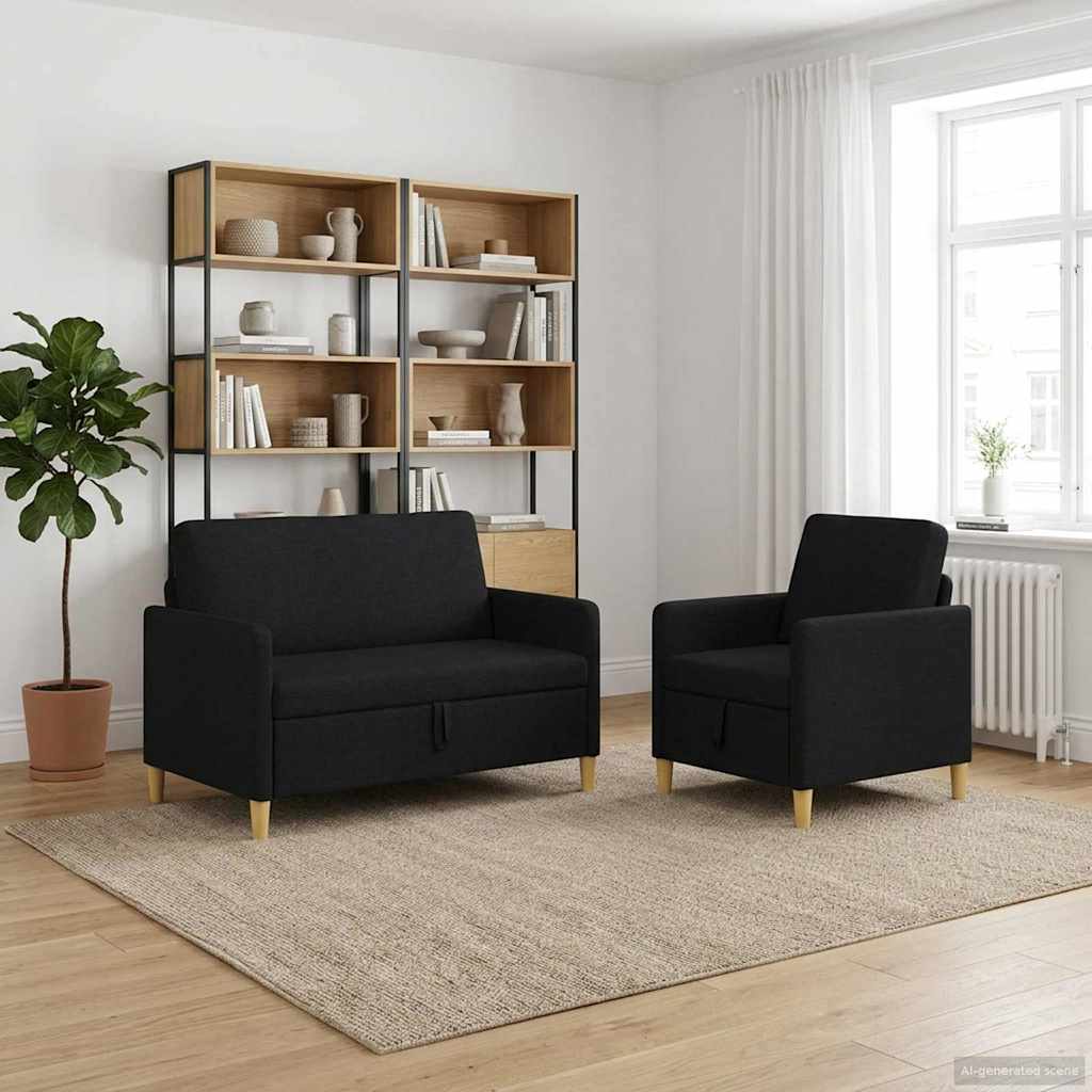 vidaXL Bankenset met opbergruimte 2 pcs Lichtgrijs Polyester