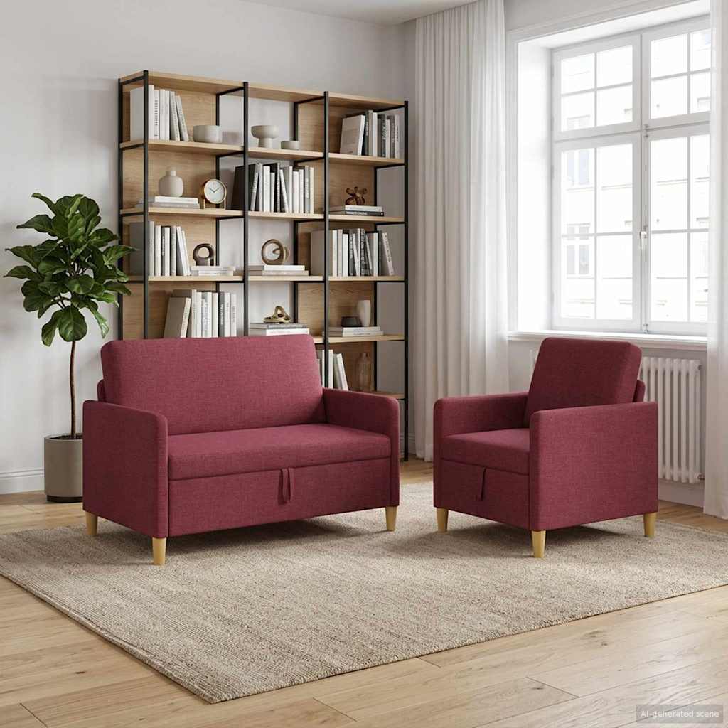 vidaXL Bankenset met opbergruimte 2 pcs Lichtgrijs Polyester