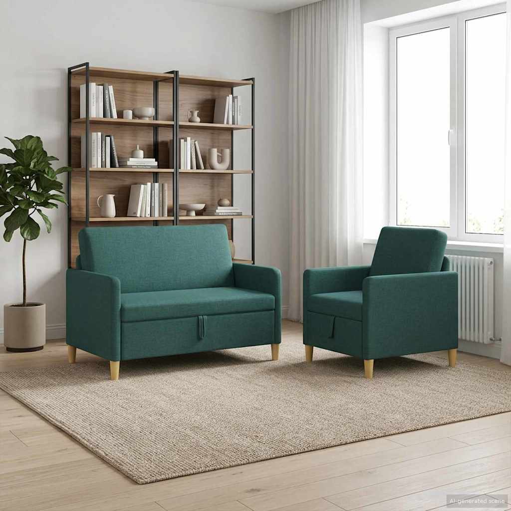 vidaXL Bankenset met opbergruimte 2 pcs Lichtgrijs Polyester