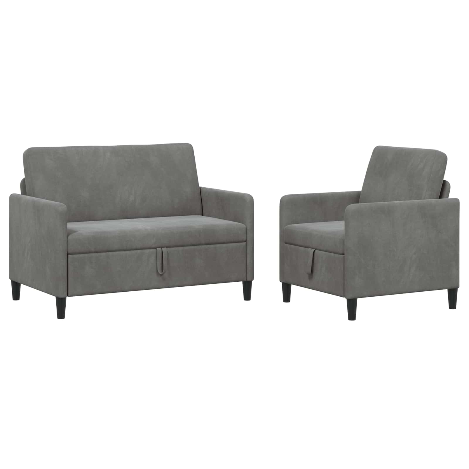 vidaXL Bankenset met opbergruimte 2 st Lichtgrijs Polyester