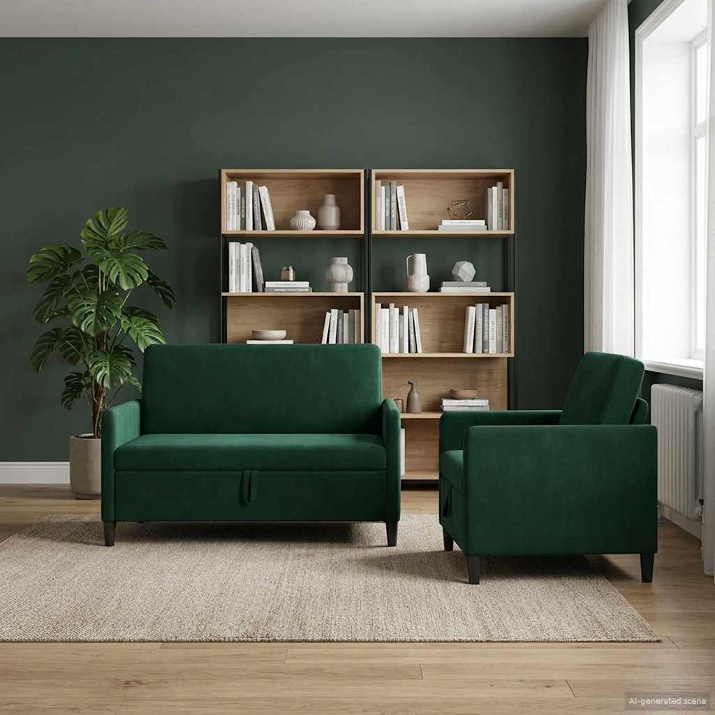 vidaXL Bankenset met opbergruimte 2 st Lichtgrijs Polyester