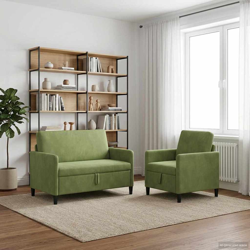 vidaXL Bankenset met opbergruimte 2 st Lichtgrijs Polyester