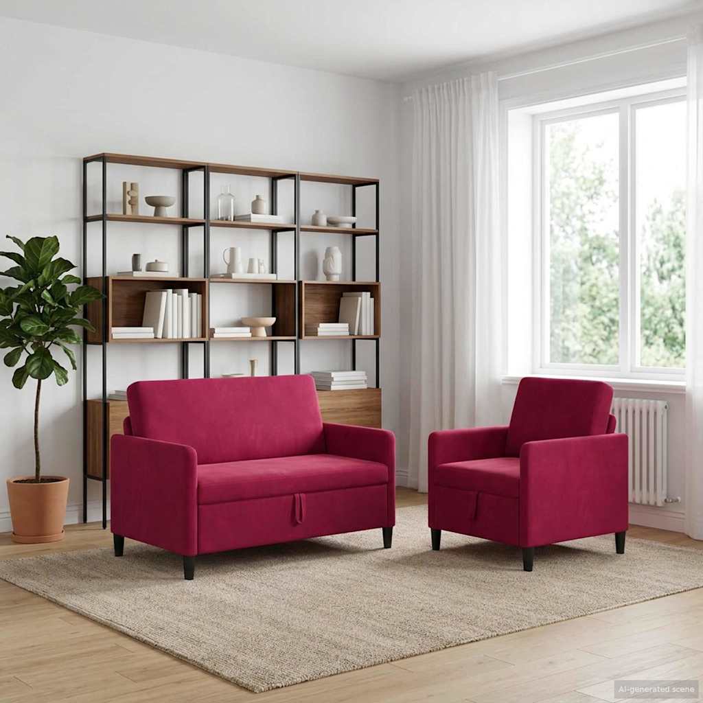 vidaXL Bankenset met opbergruimte 2 st Lichtgrijs Polyester