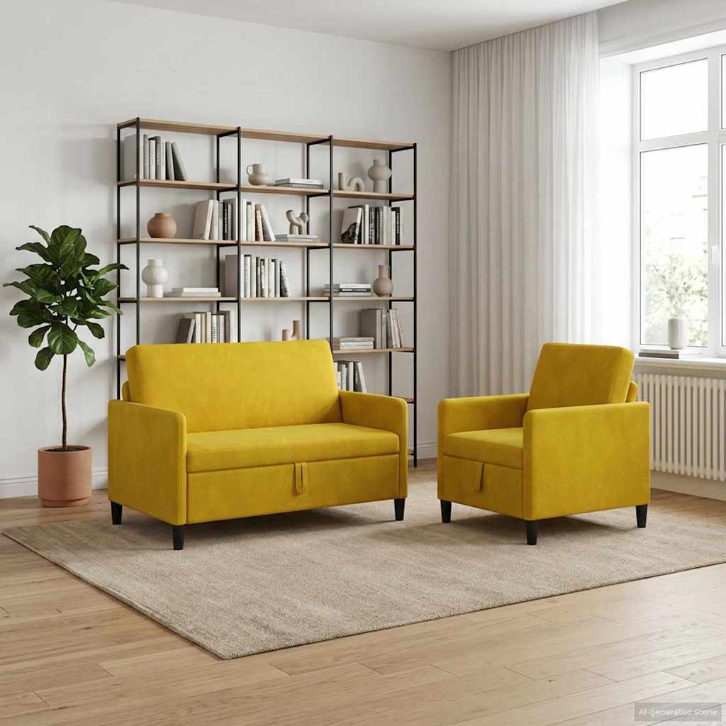vidaXL Bankenset met opbergruimte 2 st Lichtgrijs Polyester