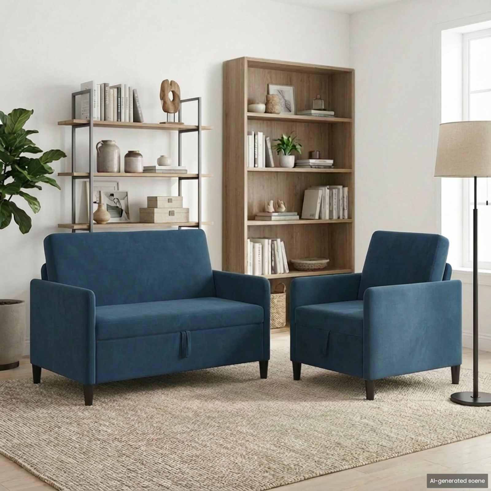vidaXL Bankenset met opbergruimte 2 st Lichtgrijs Polyester