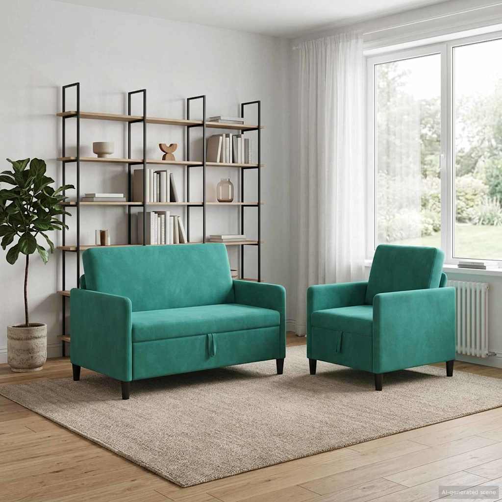 vidaXL Bankenset met opbergruimte 2 st Lichtgrijs Polyester