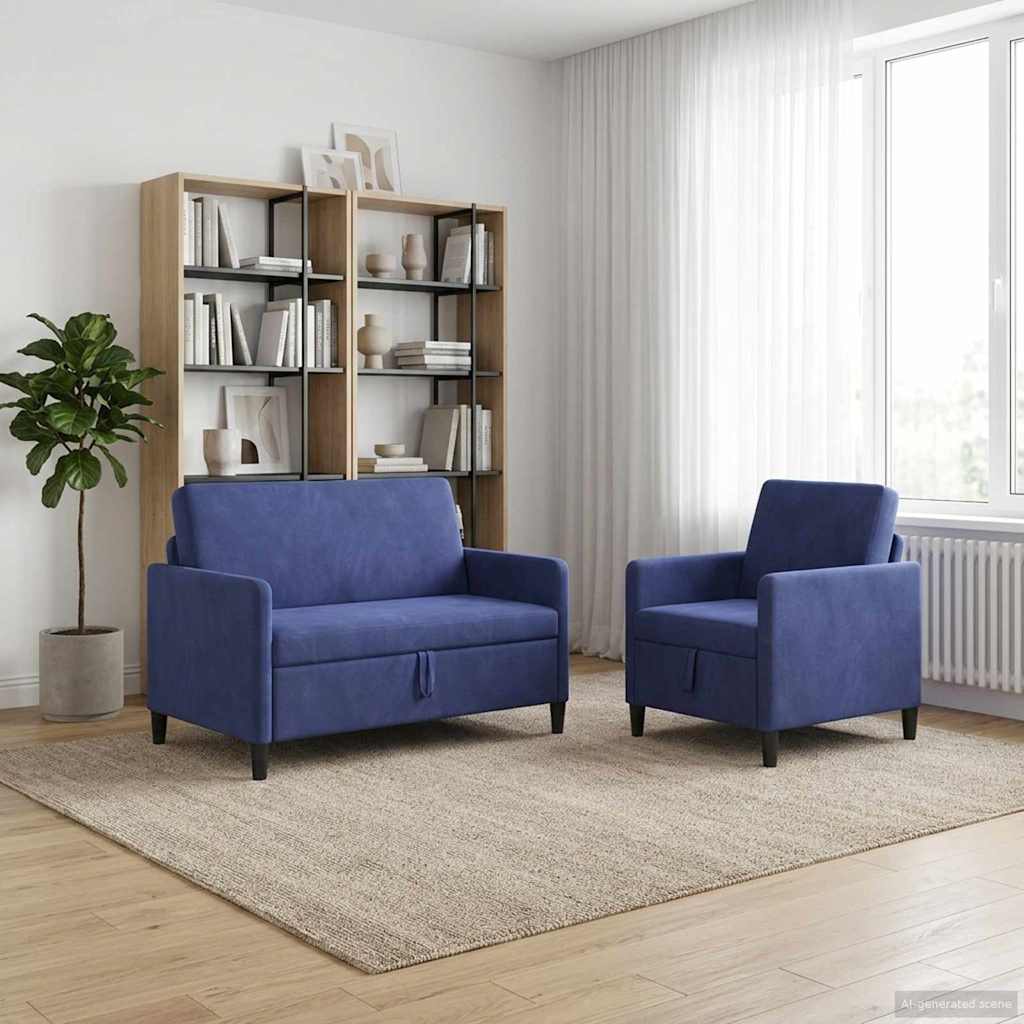 vidaXL Bankenset met opbergruimte 2 st Lichtgrijs Polyester