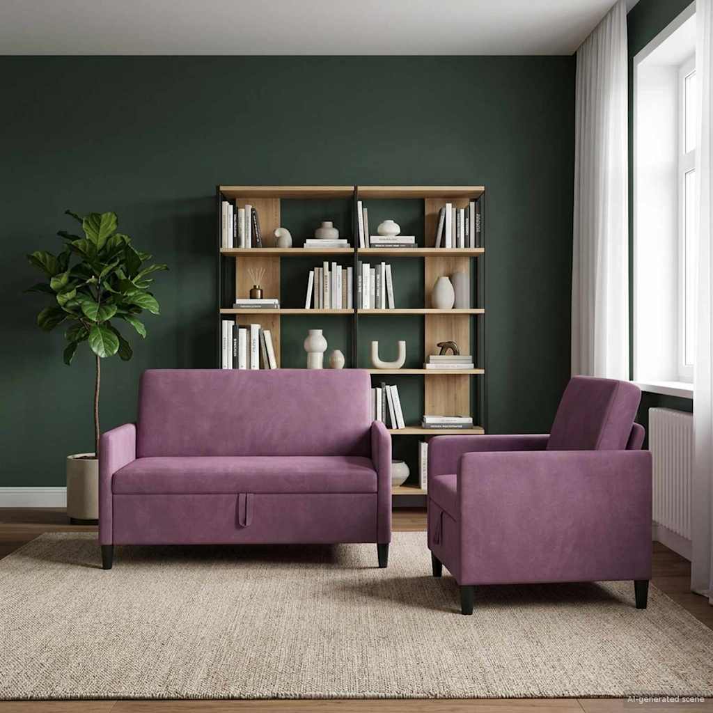 vidaXL Bankenset met opbergruimte 2 st Lichtgrijs Polyester
