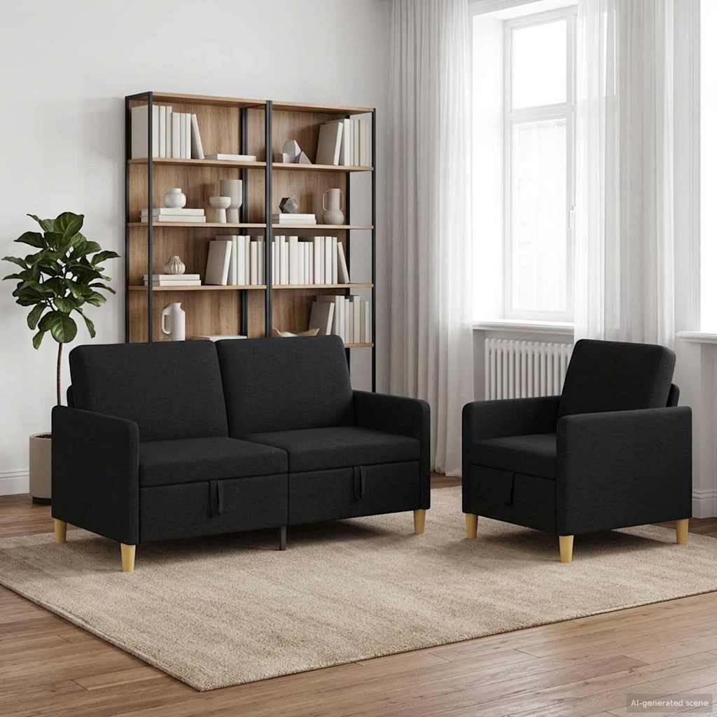 vidaXL Bankenset met opbergruimte 2 pcs Lichtgrijs Polyester