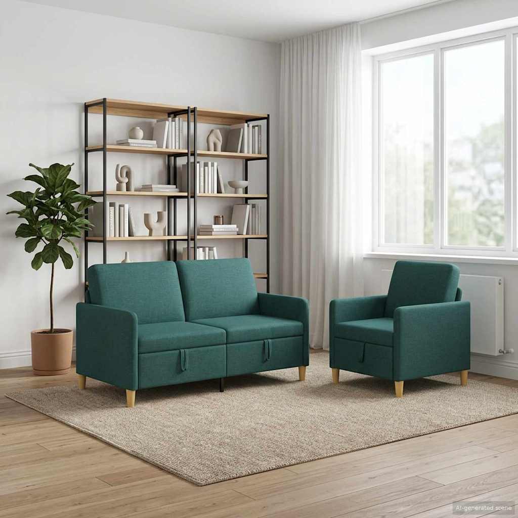 vidaXL Bankenset met opbergruimte 2 pcs Lichtgrijs Polyester