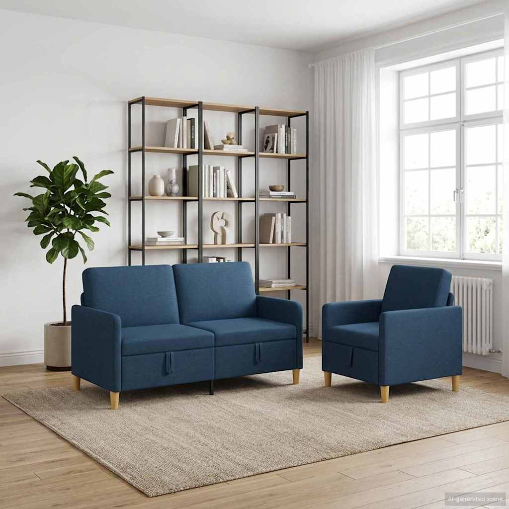 vidaXL Bankenset met opbergruimte 2 pcs Lichtgrijs Polyester