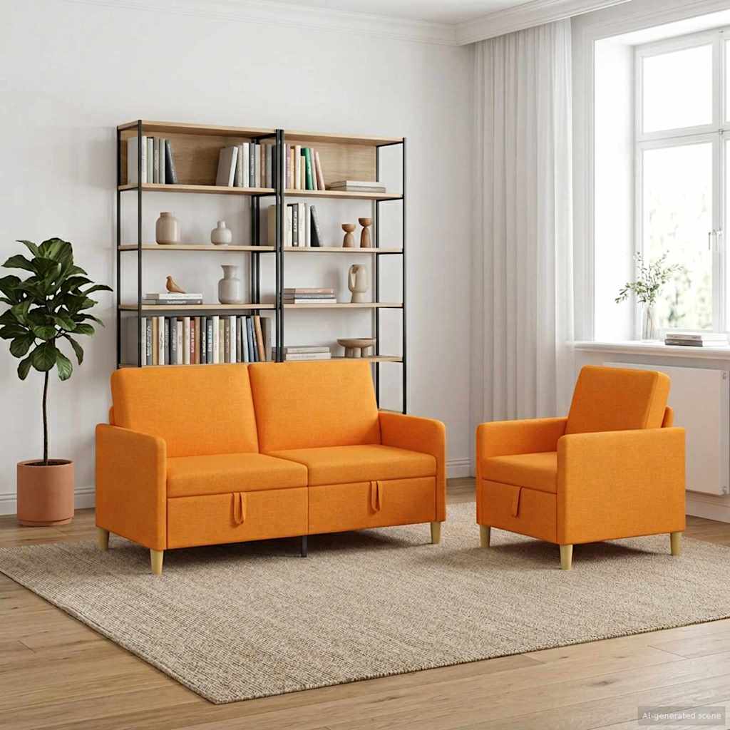 vidaXL Bankenset met opbergruimte 2 pcs Lichtgrijs Polyester
