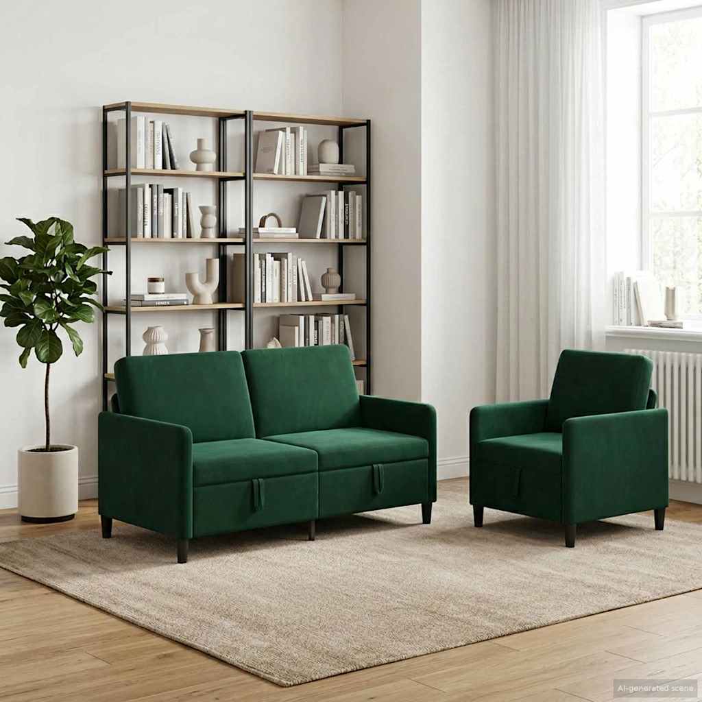 vidaXL Bankenset met opbergruimte 2 st Lichtgrijs Polyester