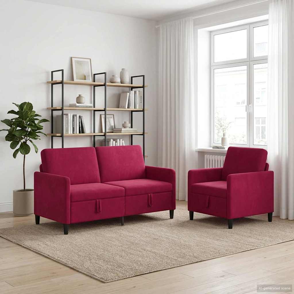 vidaXL Bankenset met opbergruimte 2 st Lichtgrijs Polyester