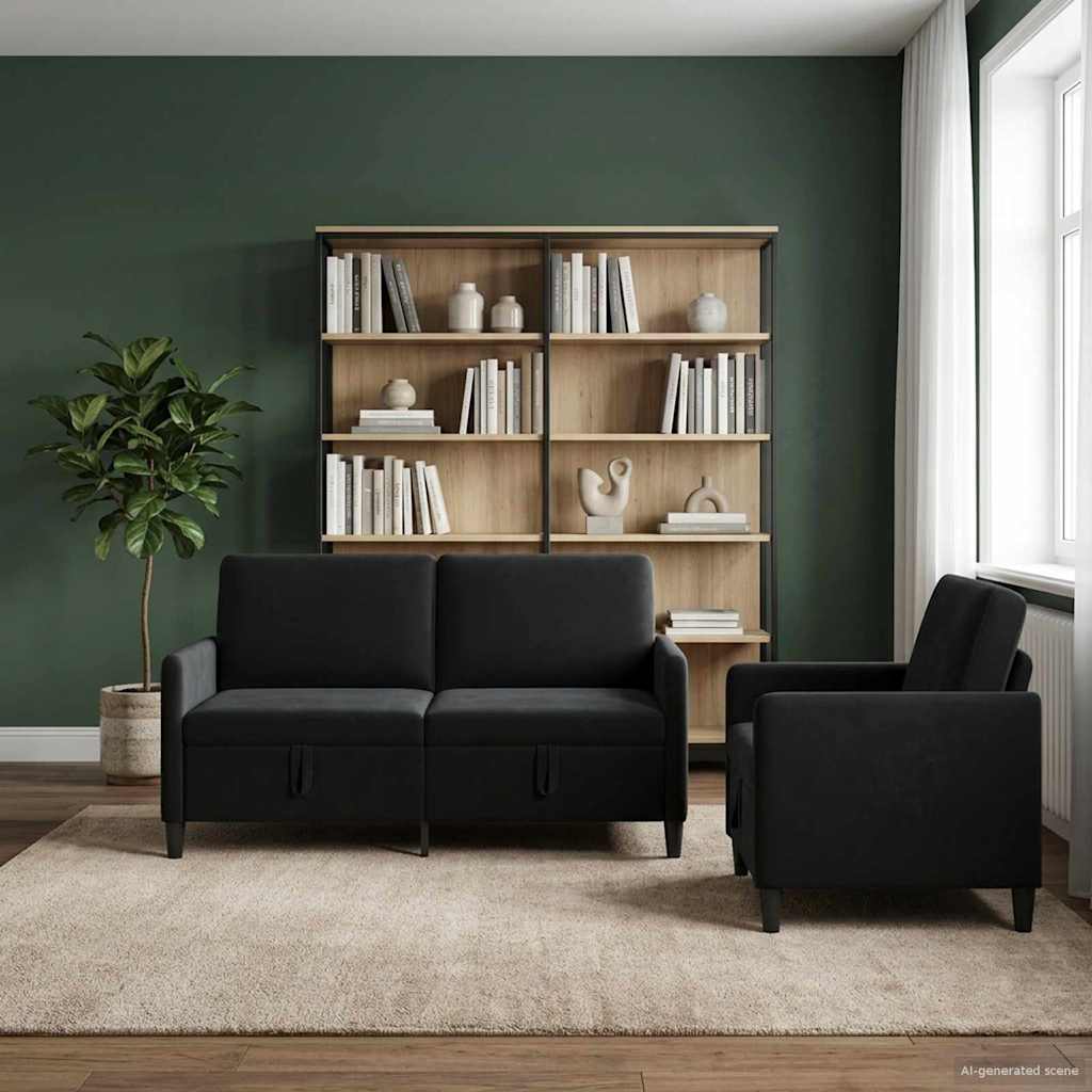vidaXL Bankenset met opbergruimte 2 st Lichtgrijs Polyester