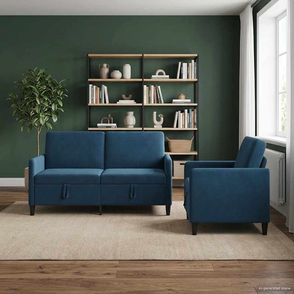 vidaXL Bankenset met opbergruimte 2 st Lichtgrijs Polyester