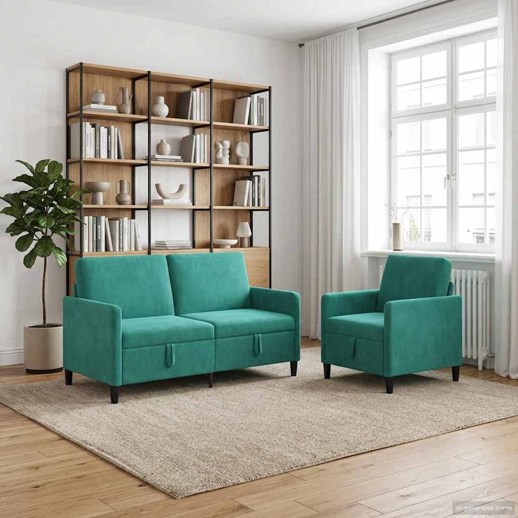 vidaXL Bankenset met opbergruimte 2 st Lichtgrijs Polyester