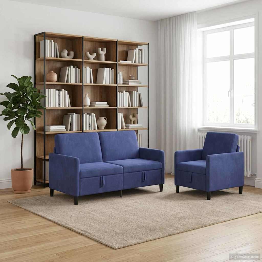 vidaXL Bankenset met opbergruimte 2 st Lichtgrijs Polyester