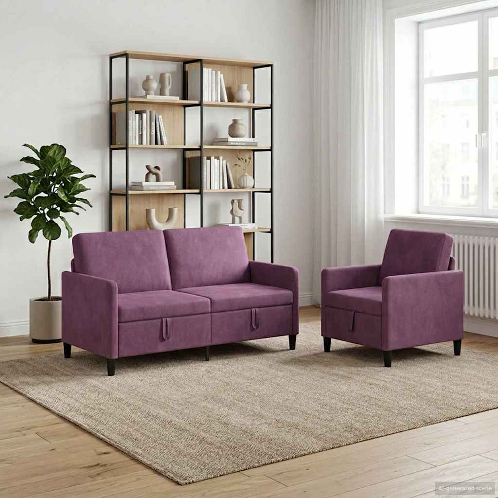 vidaXL Bankenset met opbergruimte 2 st Lichtgrijs Polyester