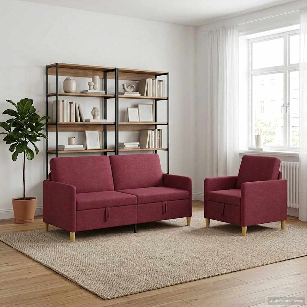 vidaXL Bankenset met opbergruimte 2 pcs Lichtgrijs Polyester