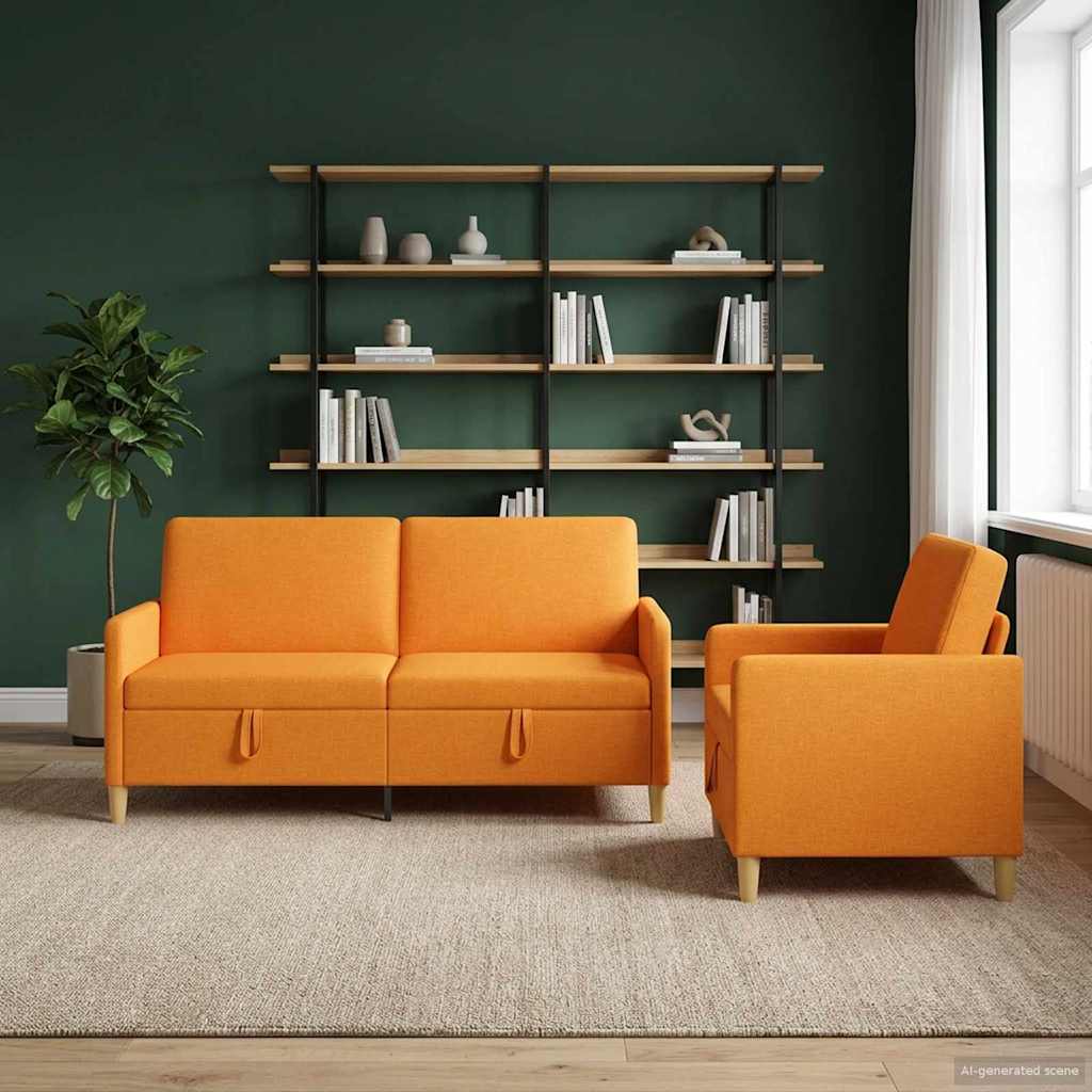 vidaXL Bankenset met opbergruimte 2 pcs Lichtgrijs Polyester